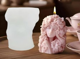 Molde silicona vela mujer con flores